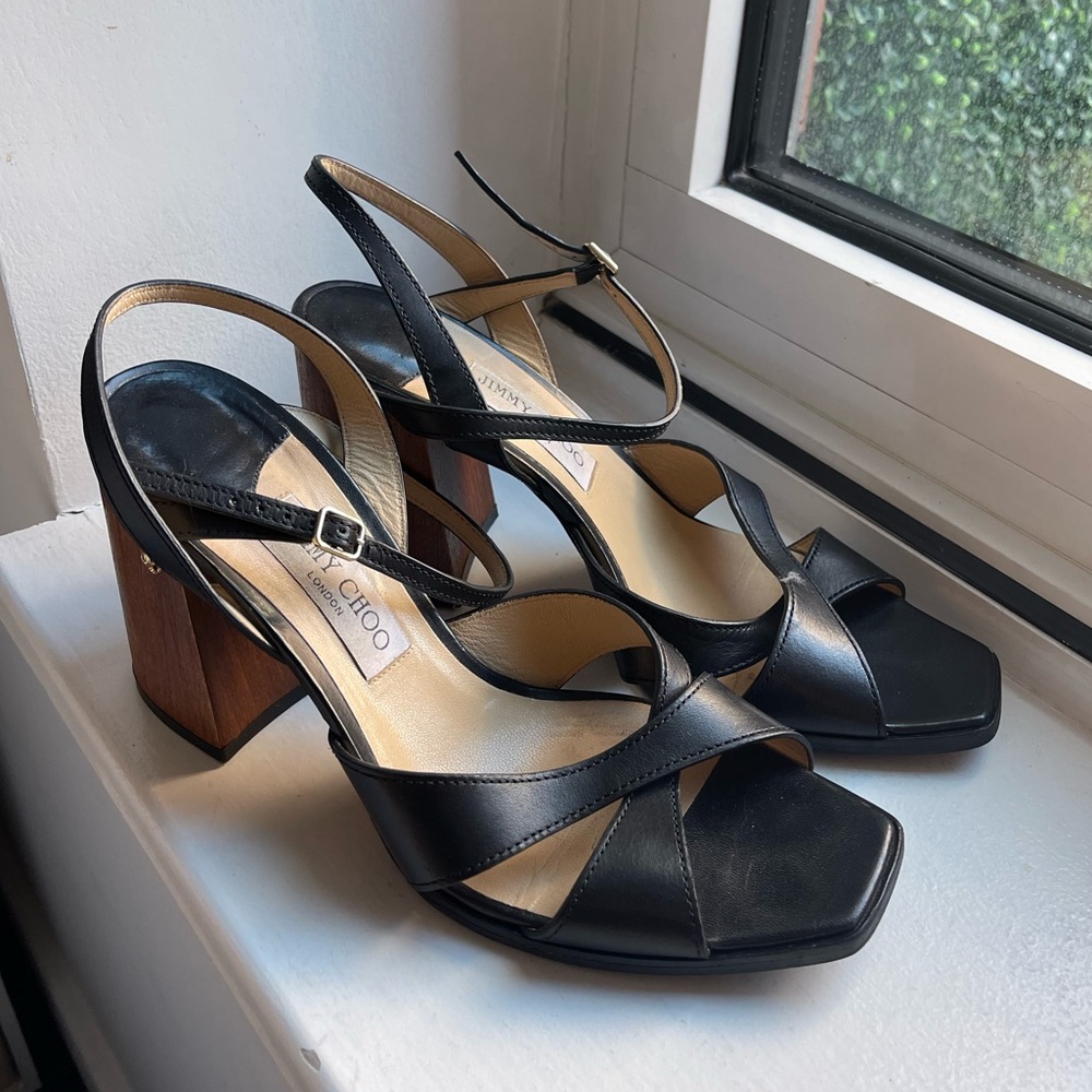 Jimmy Choo black strappy heels size 40.5